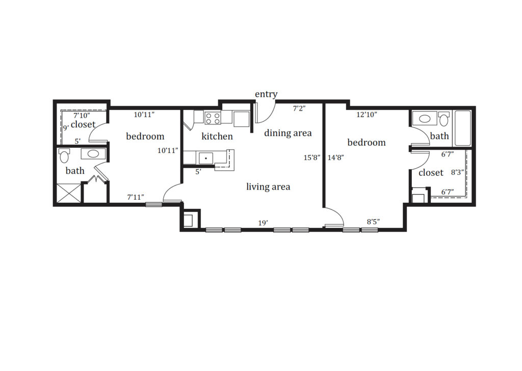 Independent Living Cambridge Two Bedroom floor plan image.