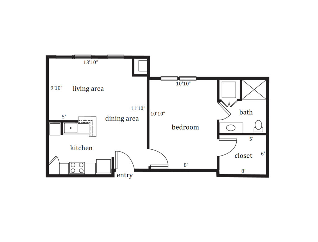 Independent Living Manchester One Bedroom floor plan image.